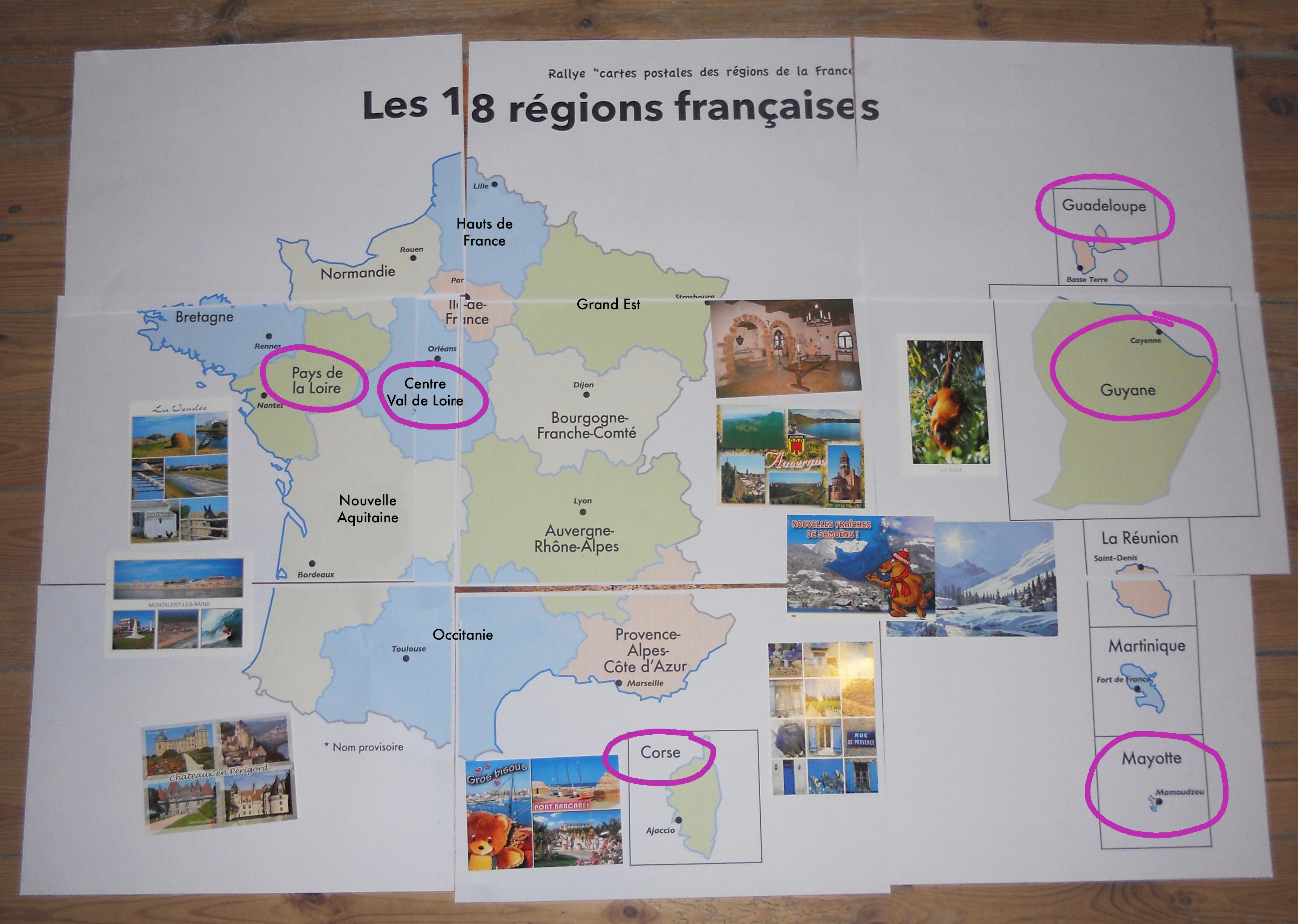 Rallye Cartes postales 2023-2024 - 6 régions sont encore à représenter !