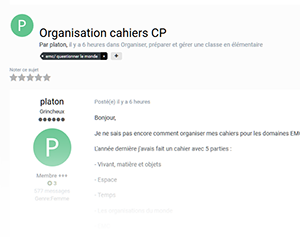 Organisation cahiers CP