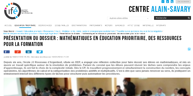 Présentation du dossier : mathématiques en éducation prioritaire, des ressources pour la formation