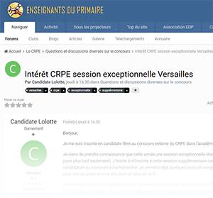 Intérêt CRPE session exceptionnelle Versailles