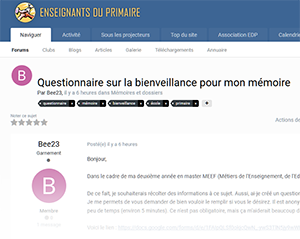 Questionnaire sur la bienveillance pour mon mémoire