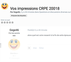 Vos impressions CRPE 20018