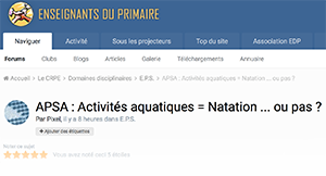 APSA : Activités aquatiques = Natation ... ou pas ?