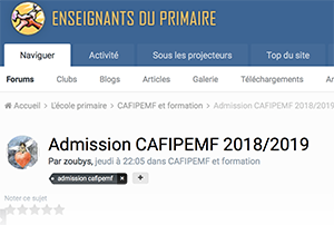 Admission CAFIPEMF 2018/2019