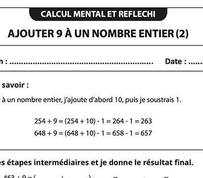 Ajouter 9 – Nombres à trois chiffres