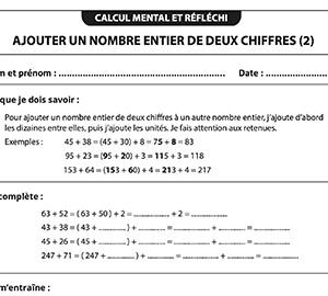 Ajouter un nombre entier de deux chiffres, avec retenue