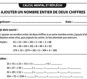Ajouter un nombre entier de deux chiffres